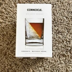 Corkcicle Whiskey Wedge Glass with Brown and Clear Design